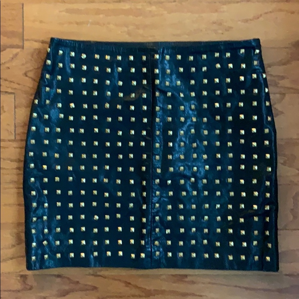 Nicole Miller Leather Studded Skirt Size 2 - Picture 3 of 6